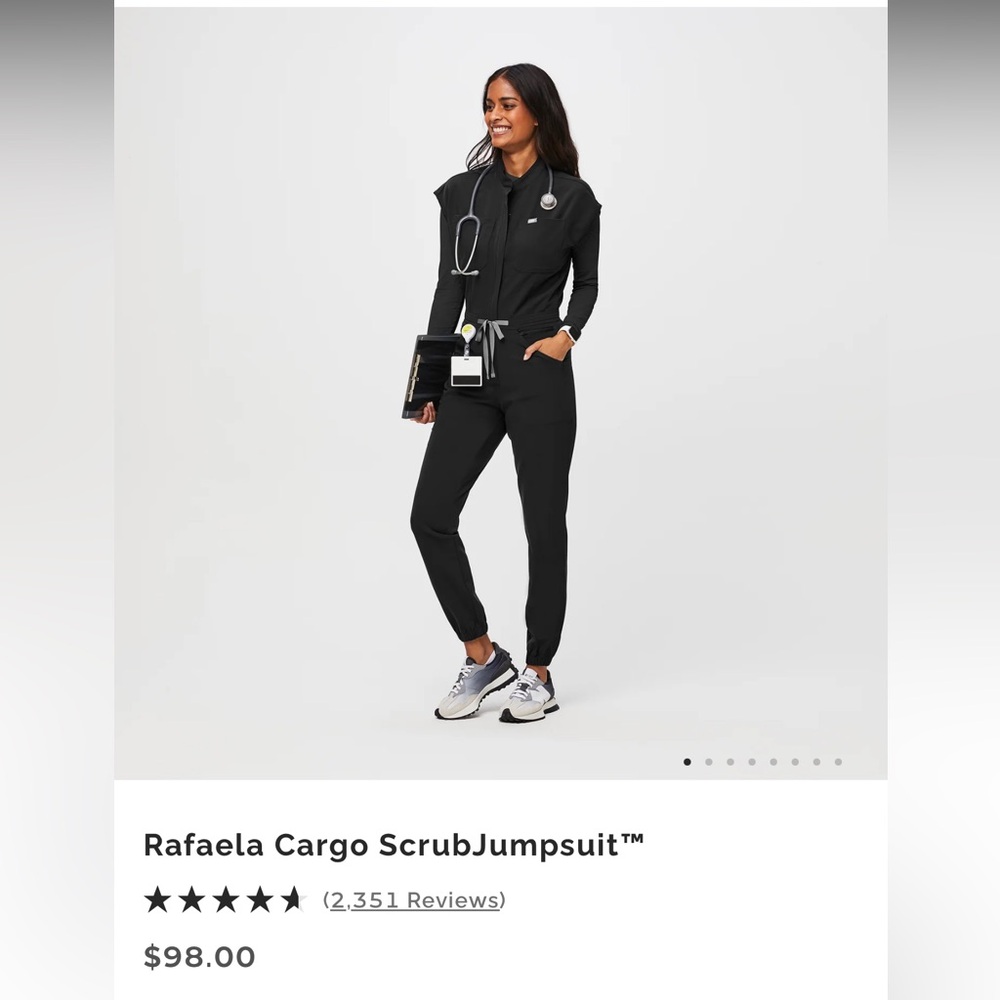 figs black cargo jumpsuit XL